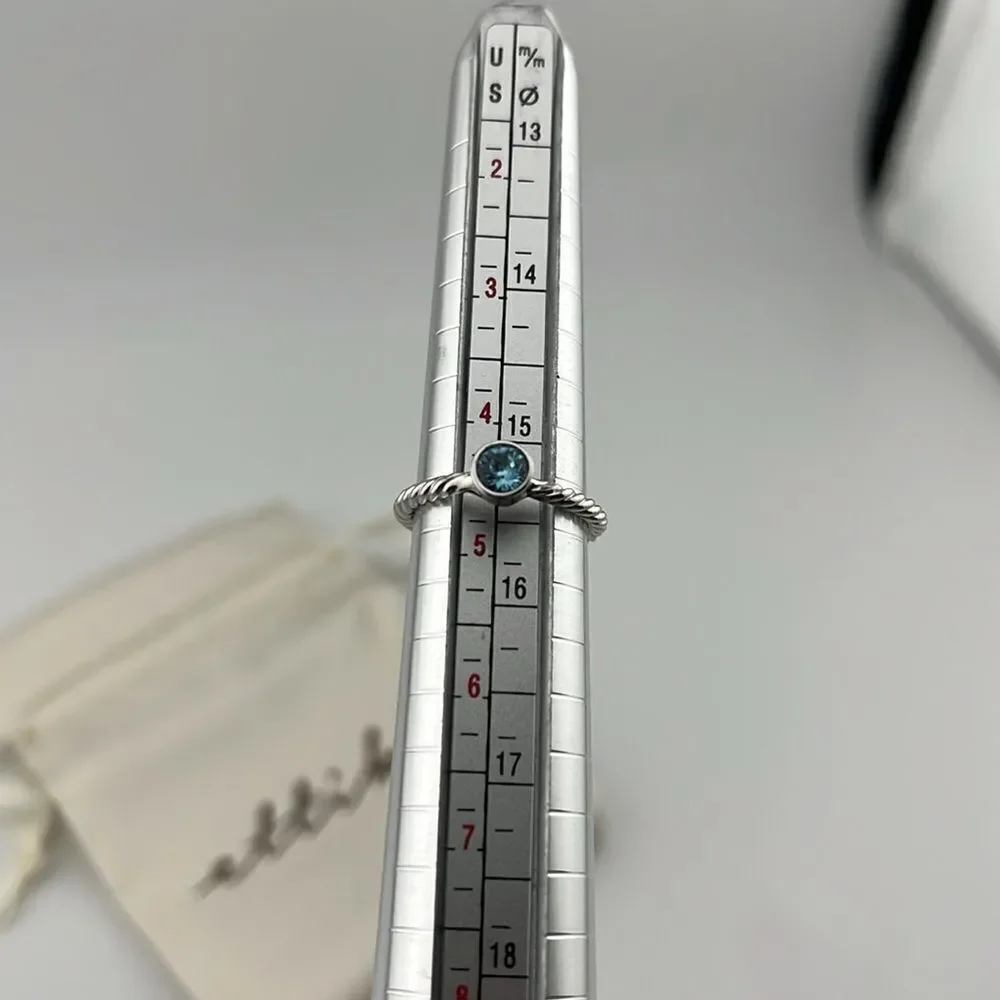 Touchstone Crystal Swarovski Company silver with aquamarine ring - size 5 - NEW